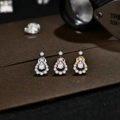 Pear Cut 4*3mm Full Moissanite Stud Earrings for Women Sparkling Wedding Party Earring 925 Sterling Silver Fine Jewelry