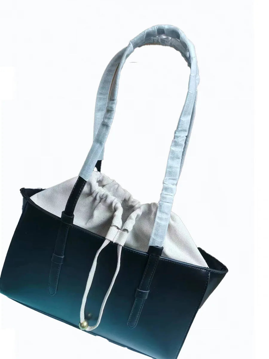 New Fashion Women's Bag Large Capacity Tote Shoulder Bag Leather String Commuting Basket Handbag For Women Vacation