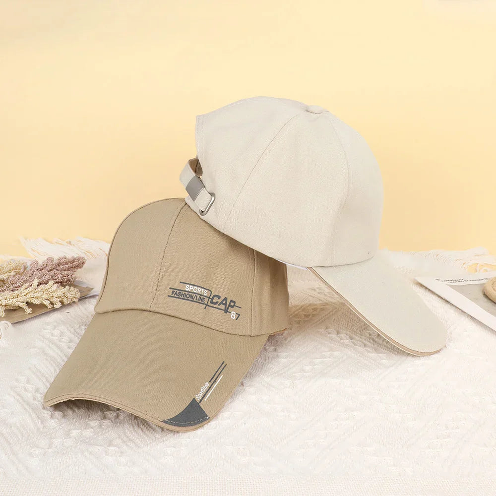 2024 Fashion Line Baseball Cap For Men Sports Cap Hat Fish Outdoor Long Visor Brim Shade Snapback Sun Hat Women's Summer Hat