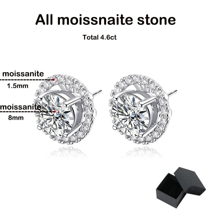 2ct+0.3ct Full Moissanite Studs Earring for Women Sparkling Diamond Wedding Party Ear Stud S925 Sterling Silver Jewelry