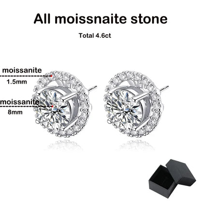 2ct+0.3ct Full Moissanite Studs Earring for Women Sparkling Diamond Wedding Party Ear Stud S925 Sterling Silver Jewelry