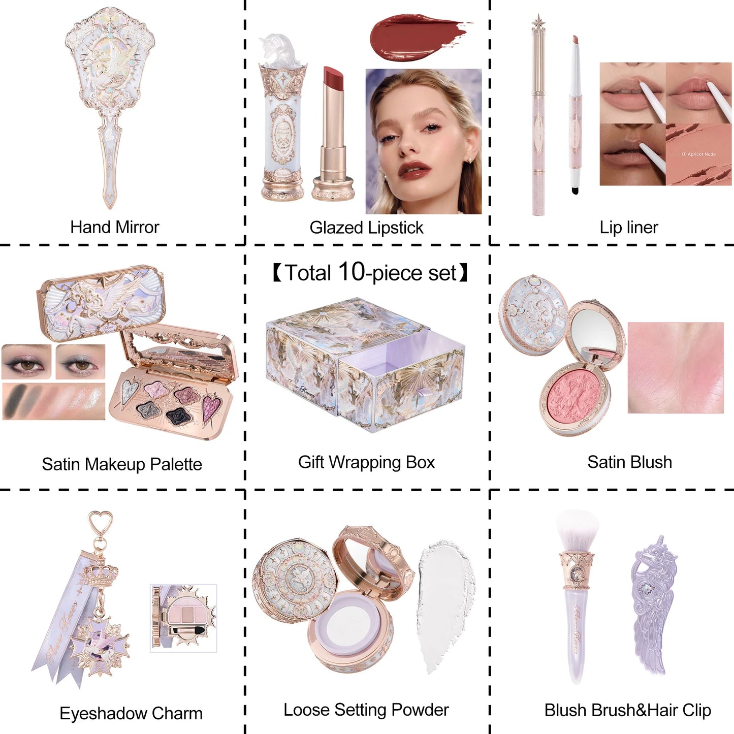 Knight Unicorn Makeup Gift Set Lipstick Blush Setting Powder Starlight Beauty Box Fairy Princess Luxury Cosmetics