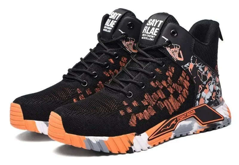 Men's All Seasons Safety Shoes Breathable Flying Woven Steel Toe Cap Impact Resistant Puncture Proof mid Cut Sneakers