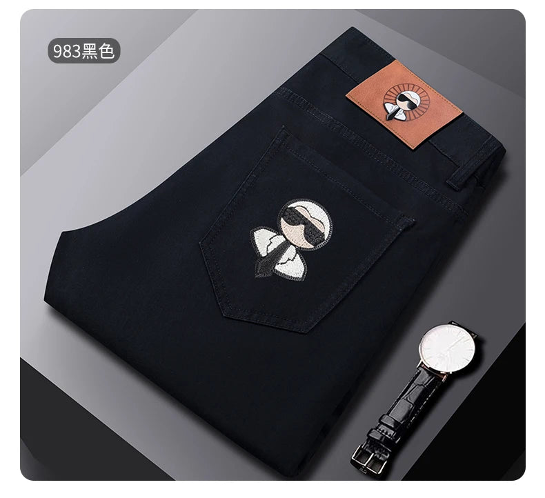 Fashion Men Jeans Stretch Straight Leg Casual Slim Fit Denim Pants Male Brand Luxury Design Business Classic Trousers