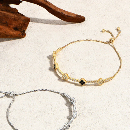 Flowers Design Moissanite Charm Bracelet For Women 925 Sterling Silver 18KGold Plated Tennis Luxury Chain Party Jewelry