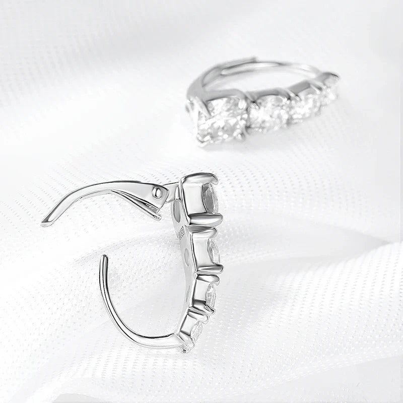 2.2CTTW Gradient Women Moissanite Hoop Earrings Hip-hop Sparkling Pure 925 Sterling Silver Plated 18k Girls Earrings