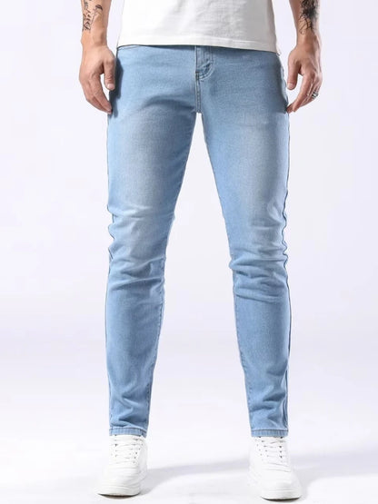 Classic Design 2026 Men's Jeans Light Blue Stretch Skinny Casual Denim Trousers Brand Clothing Streetwear  Fashion Male Pants