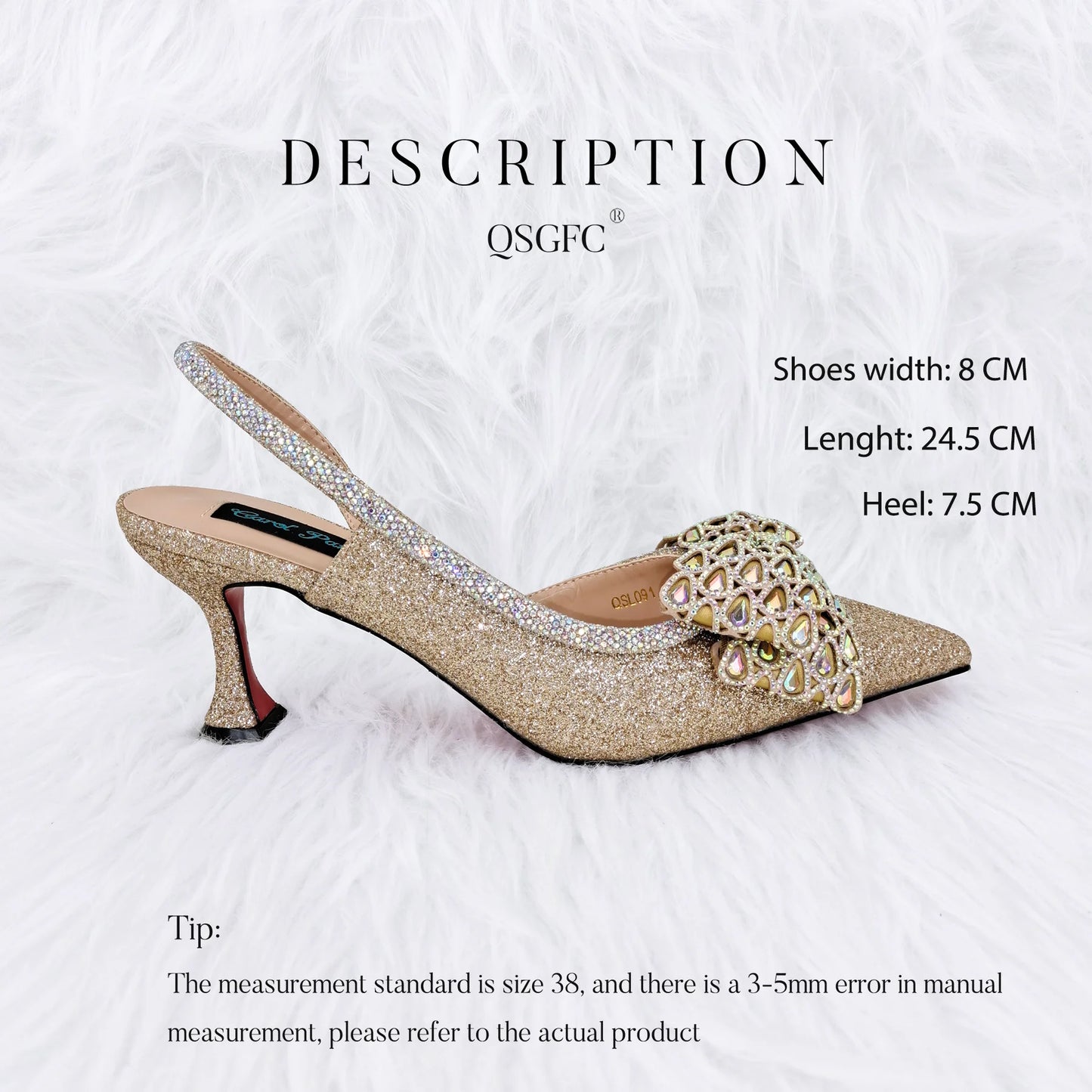 Butterfly-knot Princess Style! Nigerian Ladies Rhinestone-Encrusted Bag & Wear-Resistant and Comfortable Pointed-Toe High Heel