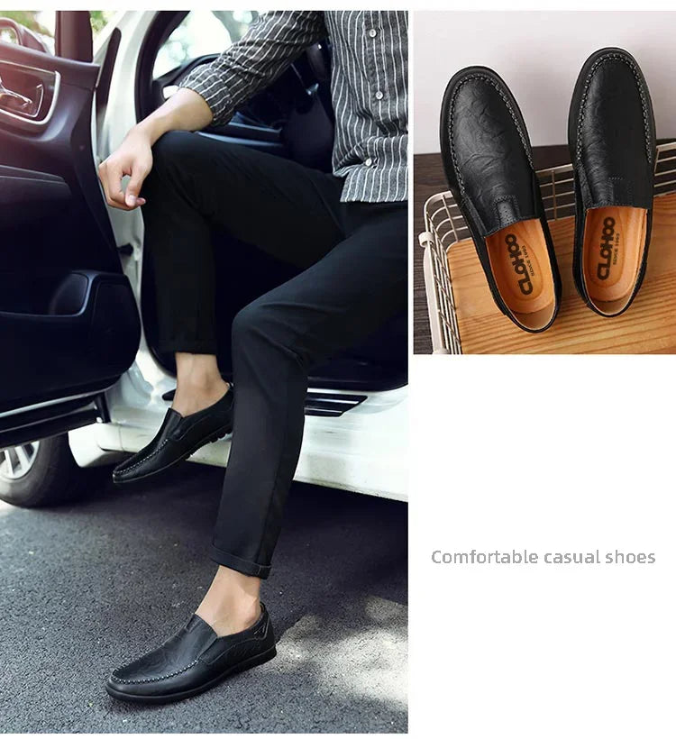 Sapatos Casuais Masculinos de Couro Genuíno Marca de Luxo Mocassins Masculinos Respiráveis Slip-on Sapatos de Condução Pretos Tamanhos Grandes 37-47