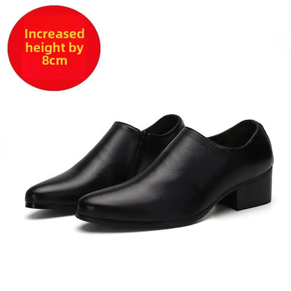 Sapatos Masculinos de Couro com Bico Fino – Sapatos Sociais Slip-On Formais, Preto/Marrom, Tamanhos 40–48