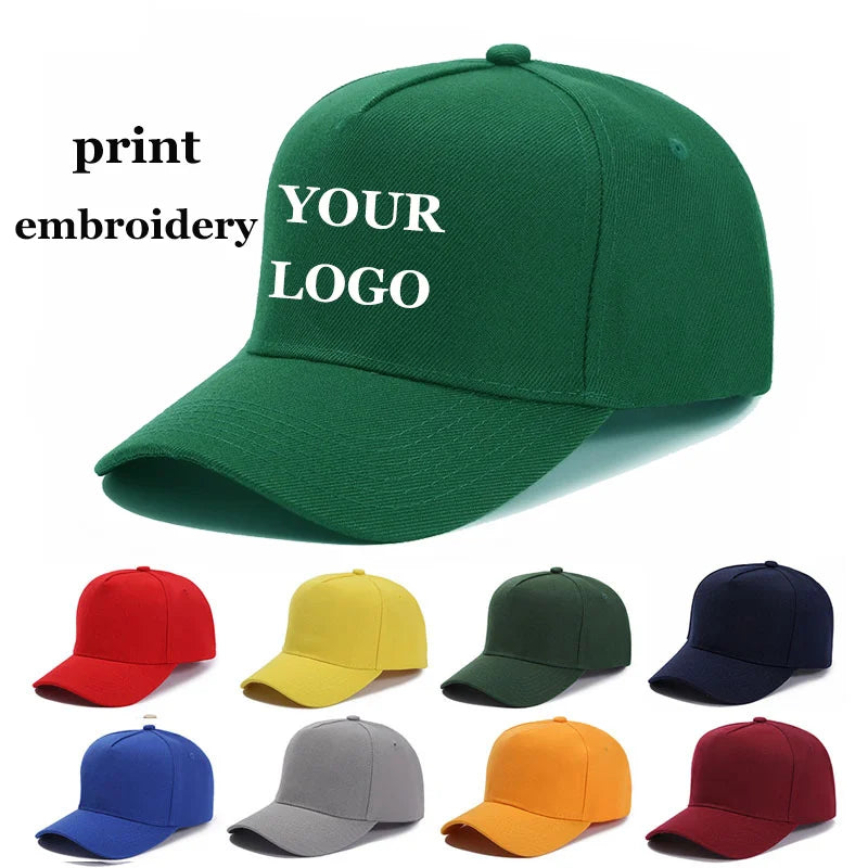 Custom Brand Diy Logo Baseball Cap For Men And Women Plain Blank Embroidery Print 5 Panel Sport Hat Basic Gorras