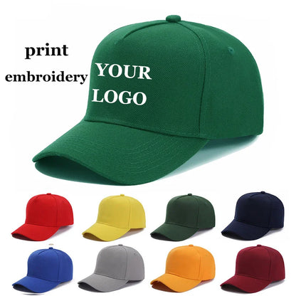 Custom Brand Diy Logo Baseball Cap For Men And Women Plain Blank Embroidery Print 5 Panel Sport Hat Basic Gorras