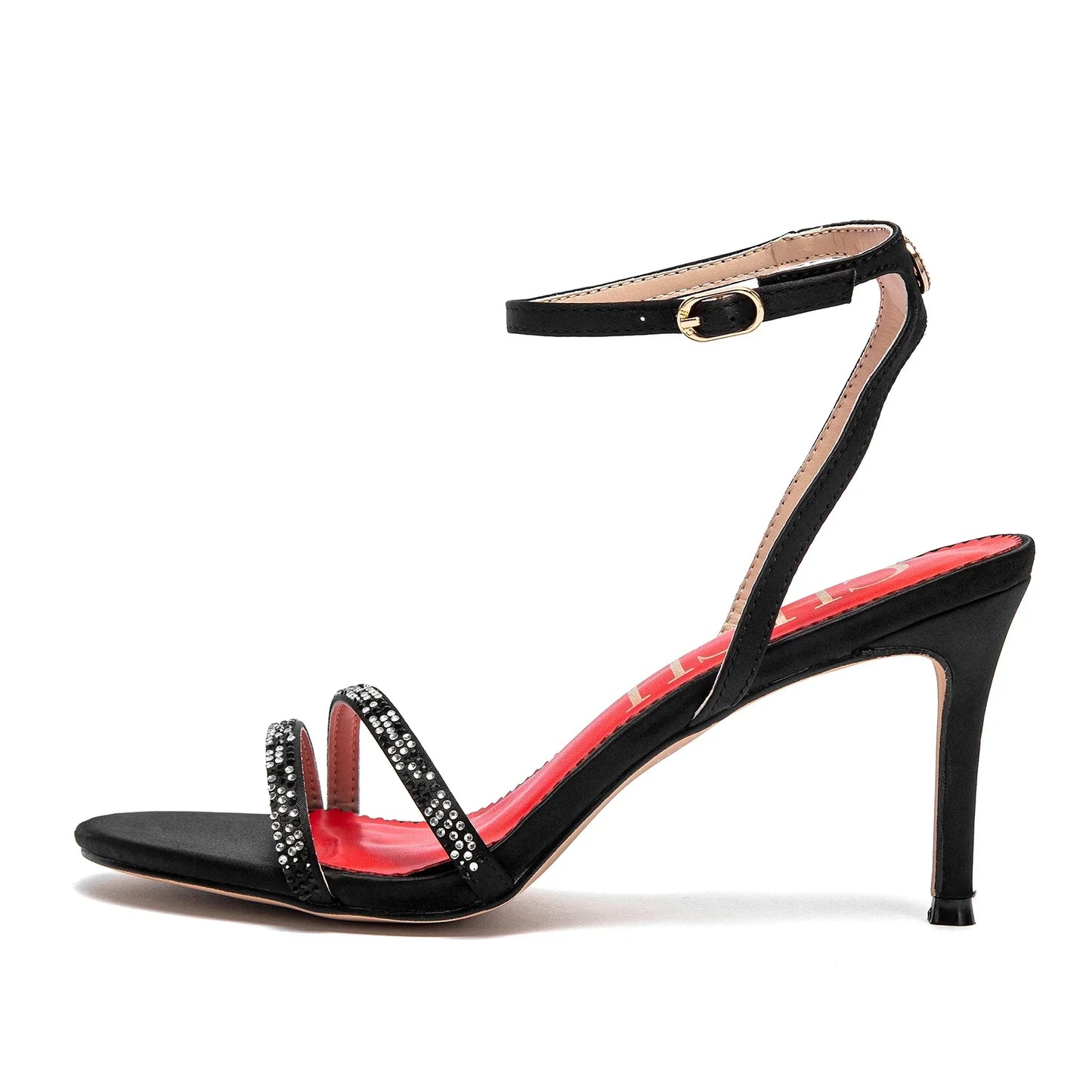 Woman's  Heels Summer Satin Open Toe Ankle Strap Girls Sandals 8cm