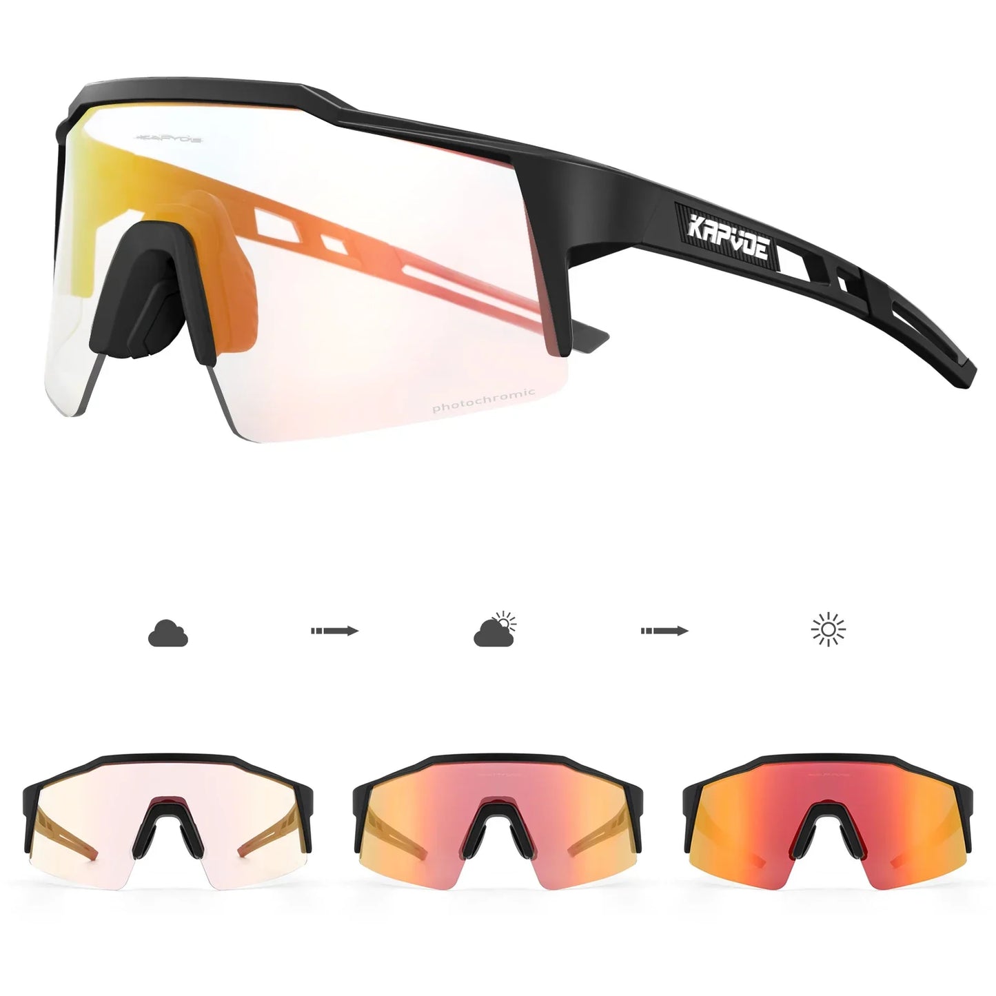 Photochromic Cycling Sunglasses for Men Women Bike Glasses Riding Driving UV400 Mountain Bicycle Goggles Eyewear Sports
