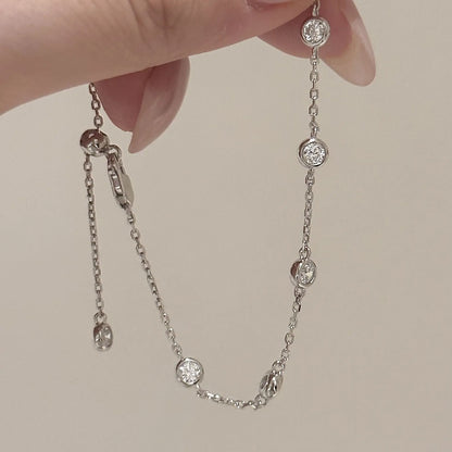 Full 0.1CT 3mm D Color Moissanite Diamond Link Bracelet for Woman 925 Silver Plated 18k Adjustable 15-20cm Chain Bracelets