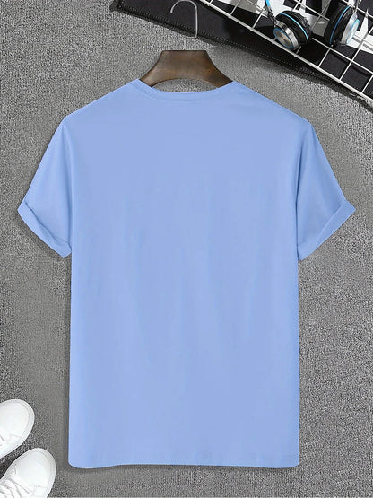 Men's summer 100 cotton fashionable casual sports loose plus size simple letter printed round neck short sleeved T-shirt top