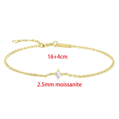 Trendy A Moissanite Bracelets for Women Letter Charm Adjustable Chain 100% 925 Sterling Silver Wedding Fine Jewelry Gifts