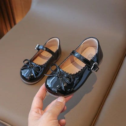 Summer Girl's Princess Shoes Bowknot Round Toe Hook-loop Shallow Cute Daily Kid's Flat Shoe Solid Colors Anti-slip Children Shoe