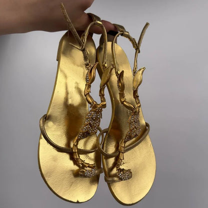 Shiny Crystal Rhinestone Gold Metal Decoration Pumps Sexy Pointed Toe Thin Heel New Arrvials Fashion Women Modern Shoes