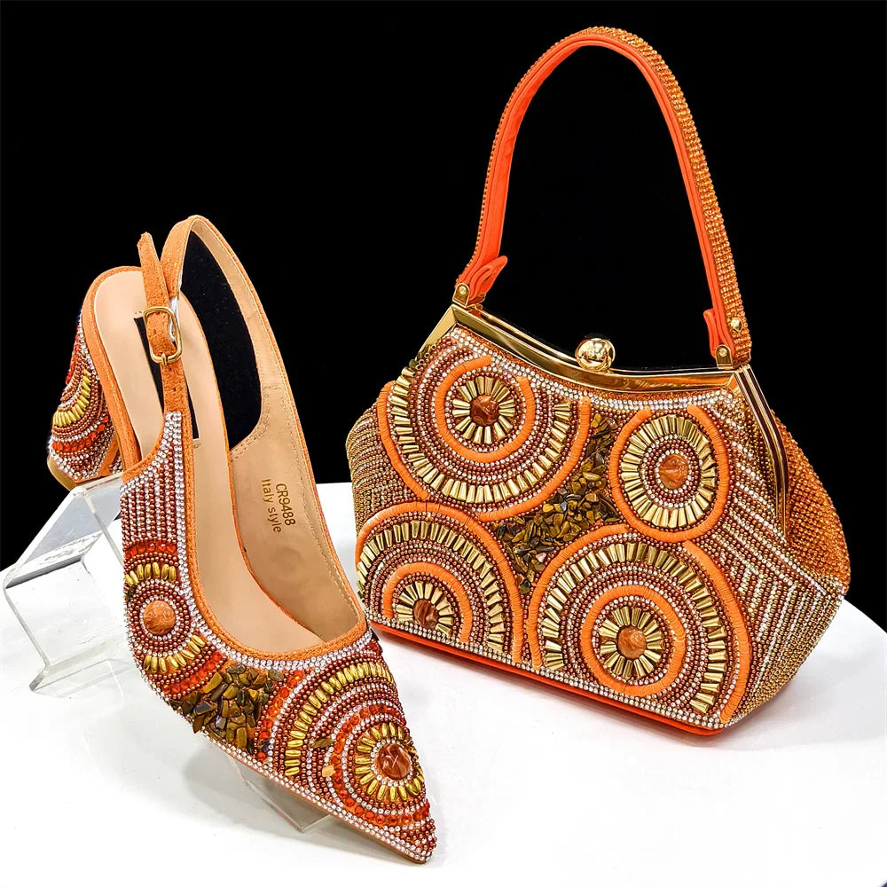 Black Women Shoes And Bag Set Fashion African Ladies High Heels Pumps Match With Handbag Fashion Sandals Femmes