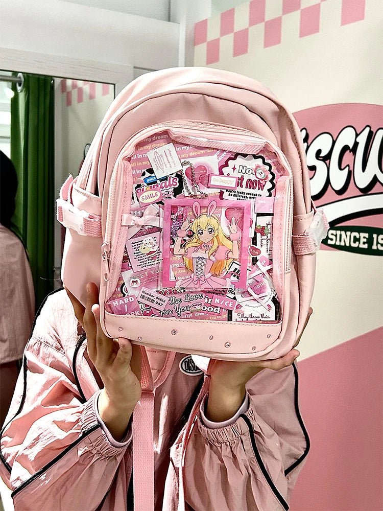 Cute Mini Backpack Women Kawaii Ita Bag Sweet Girl Transparent Rucksack DIY Personality Display Knapsack Lolita Shoulder Bag