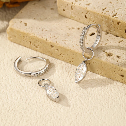 0.5Ct D Color Rhombic Moissanite Ear Buckles 925 Sterling Silver Luxury Shiny Hoop Earrings for Women Wedding Jewelry