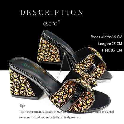 Italian Style Women Banquet Shoes And Bag With Rhinestone Decoration Three-Dimensional Small Bag Match Women High Heel