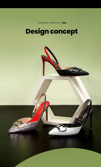 Women's High Heels 2025 Sharp tip Destiny Closed Toe Strappy Heels Sexy Wedding Bridal Party Dress Shoes 9cm