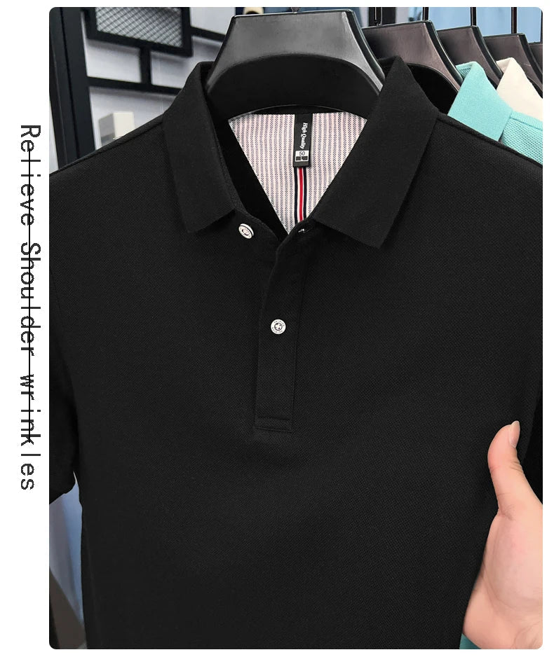 100% cotton short sleeve polo shirt comfortable lightweight high-end brand fashionable simple summer men's casual lapel T-shirt