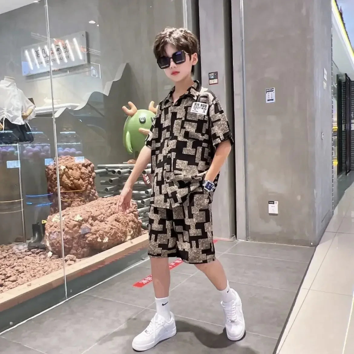 2026 Boys 2-11 Years Summer Chiffon Polo Shirt & Pants 2Pcs Set Korean Style Casual Streetwear Kids Active Outfits