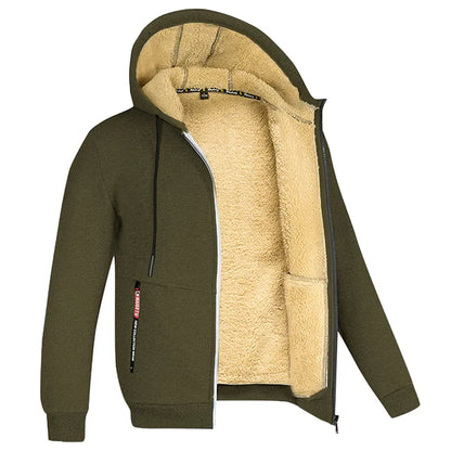 Men's Heavyweight Sherpa Fleece Lined Jackets Coats Windproof Zip Up Hoodie Winter Warm Hooded Sweatshirt Outerwear Outfits Tops