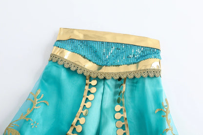 Jasmine Princess Dress for Girls Cosplay Aladdin Magic Lamp Costume Kids Halloween Birthday Carnival Party Vestidos