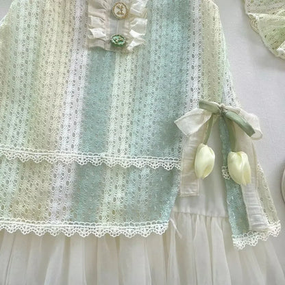 Girls Casual Dresses Sleeveless Lace Sundress Lace Flower Princess Dress Kids Dresses for Girls 2 To 8 Years