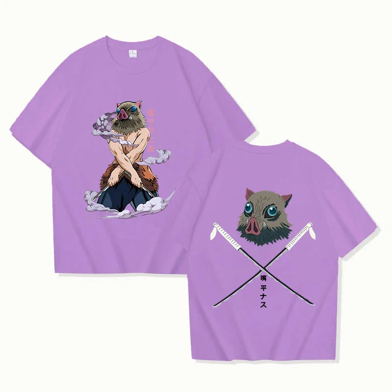 New Hot Anime Hashibira Inosuke Printed T-shirts Women Men Fashion Casual Loose Round Neck Creative Personalized T-shirts