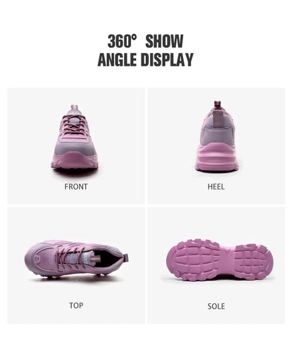 Lace-up Safety Work Shoes For Women Steel Head Boots Female Indestructible Construction Non Slip Platform Work Shoes