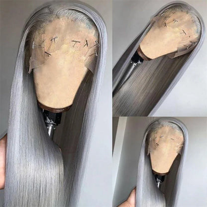13x6 Silver Grey Colored Lace Front Wigs For Women 613 Blonde Body Wave Remy Transparent Lace Frontal Human Hair Wig Pre Plucked
