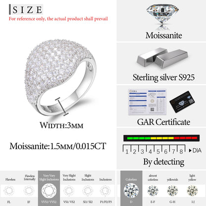 Classic Women Ring VVS1 D Color Moissanite Ring For Men Hip Hop Jewelry With Gra Certificate Pass Diamond Tester