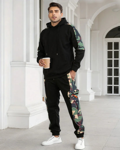 Men's Tracksuit Hoodie Sets Camouflage Hand  Hooded Leisure Suit Man Sweatshirt Pants Tactical Sweat Sports Suit