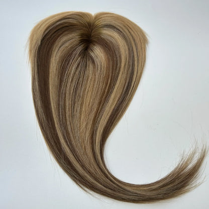 Human Hair Topper For Women Toppers With Bangs Clips In Hairpieces 100% Human Hair Wigs Natural Straight Hair Blonde Silk Base
