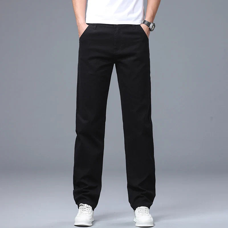 Men's Straight Leg Jeans Slim Fit Stretch Comfort Denim Pants Korean Casual Fashion Minimalist Business Male Daily Trousers