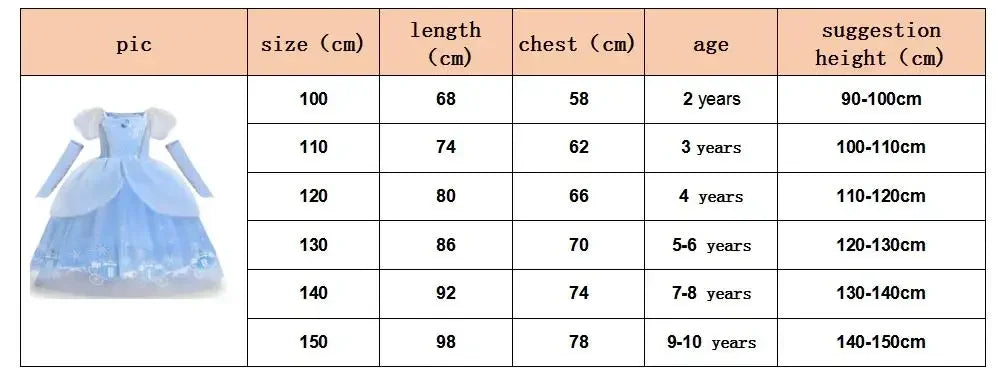 Girls Cinderella Cosplay Costume For Children Baby Girl Kids Halloween Birthday Party Dress Princess Costume