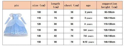 Girls Cinderella Cosplay Costume For Children Baby Girl Kids Halloween Birthday Party Dress Princess Costume