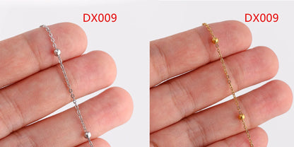 5Pcs/Lot Stainless Steel Bead Rope Link/Cuban/Paperclip Links Snake Chain Necklace Diy Women Jewelry 18K Gold Color Neck Chains