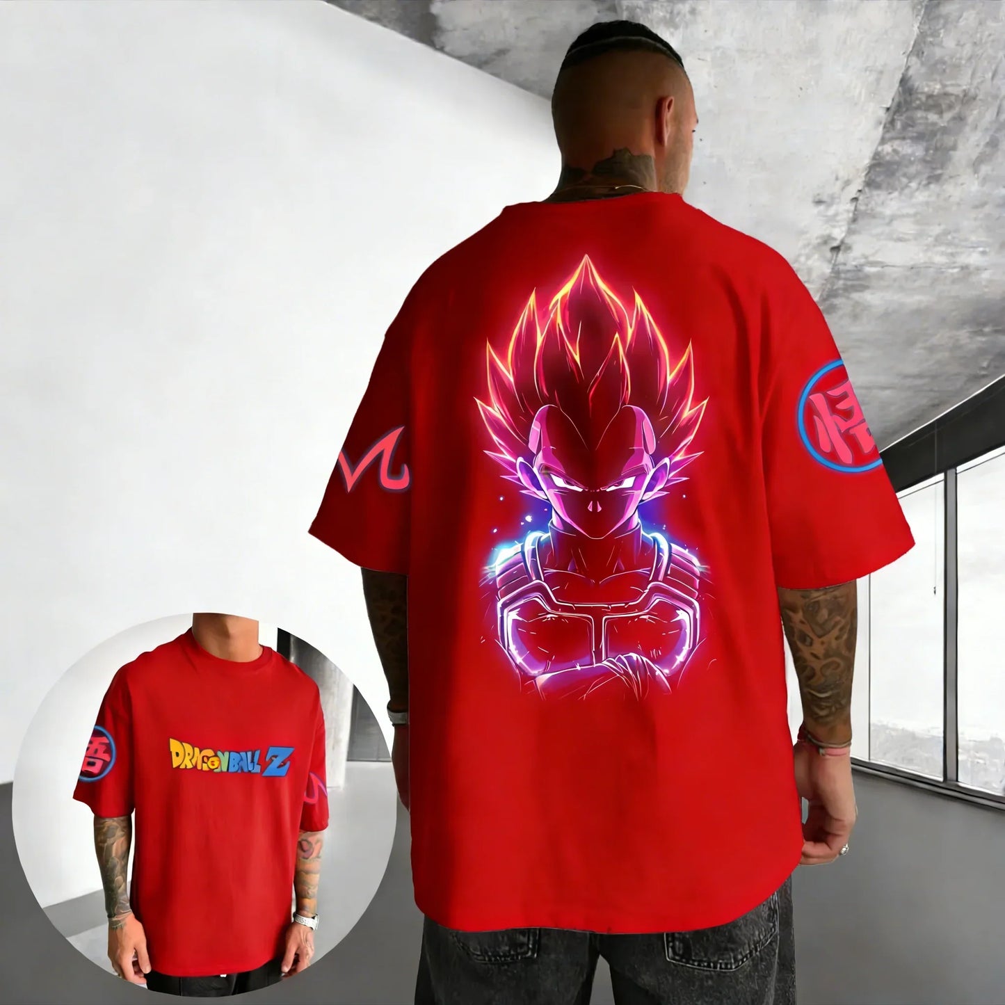 T-shirt Summer New Vegeta Print Men and Women Harajuku Loose Casual Parent-child Short Sleeved Shirt