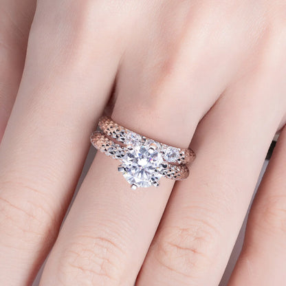 2ct/3ct Moissanite Engagement Ring 14k Gold Plated Lustrous Sleek Wedding Band Bridal Rings Set Jewelry Gifts for Women