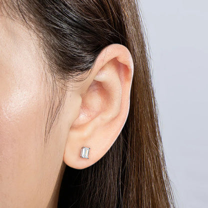 D VVS1 Emerald Cut Moissanite Earring s925 Sterling Sliver Plated with 18k White Gold Earrings for Women Fine Jewelry