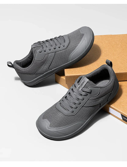Wide Toe Shoes Mens Womens Minimalist Mesh Artificial Leather Sneakers Lace Up Lightweight Breathable Walking Shoes