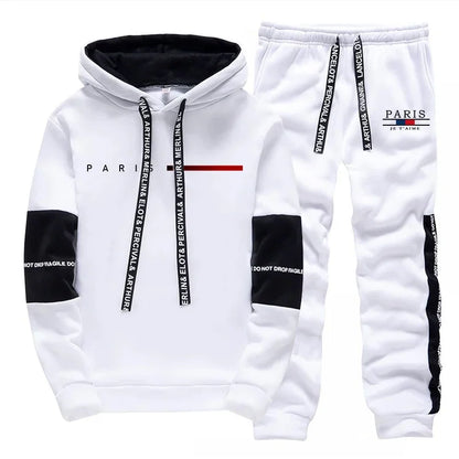 Autumn Winter Mens Tracksuit Print Casual Sweatshirts Sportswear Outdoors Sports Jogging Mens Clothing Single Piece Hoodie Pants