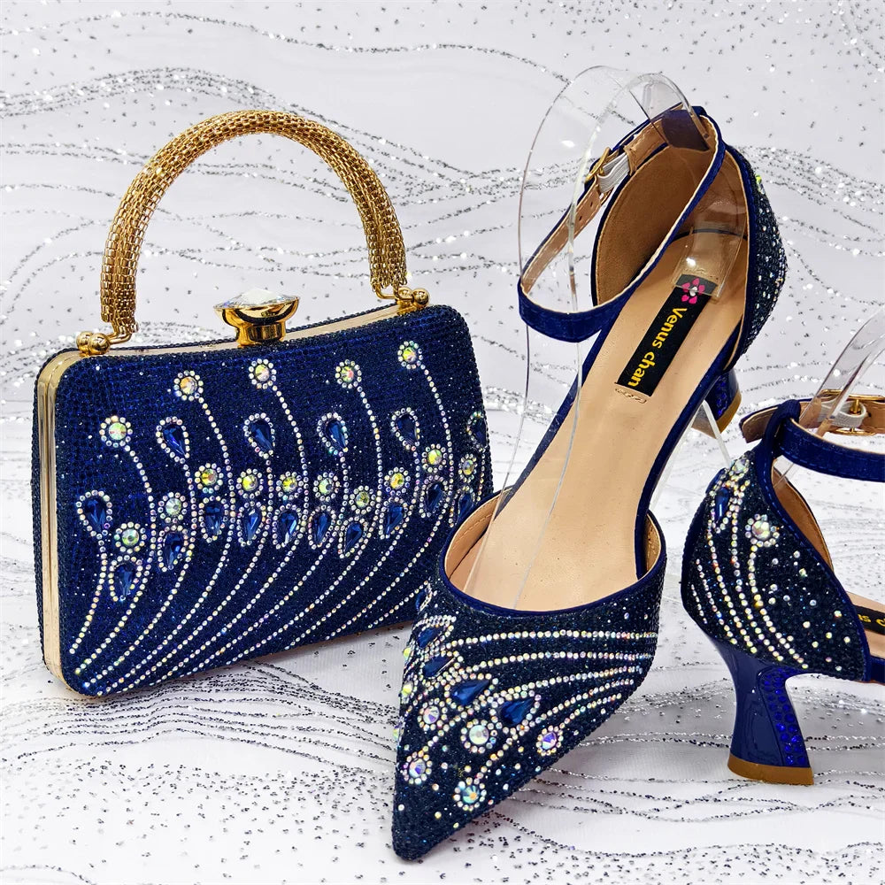 Stylish Women’s Commuter Tote Bag and Color-Blocked High Heel Shoe Set – Perfect for Nigerian Parties and Events