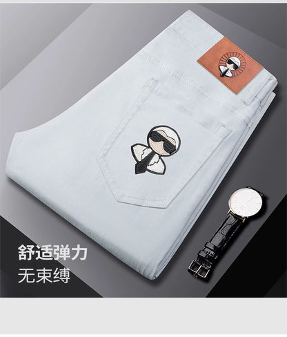 Fashion Men Jeans Stretch Straight Leg Casual Slim Fit Denim Pants Male Brand Luxury Design Business Classic Trousers